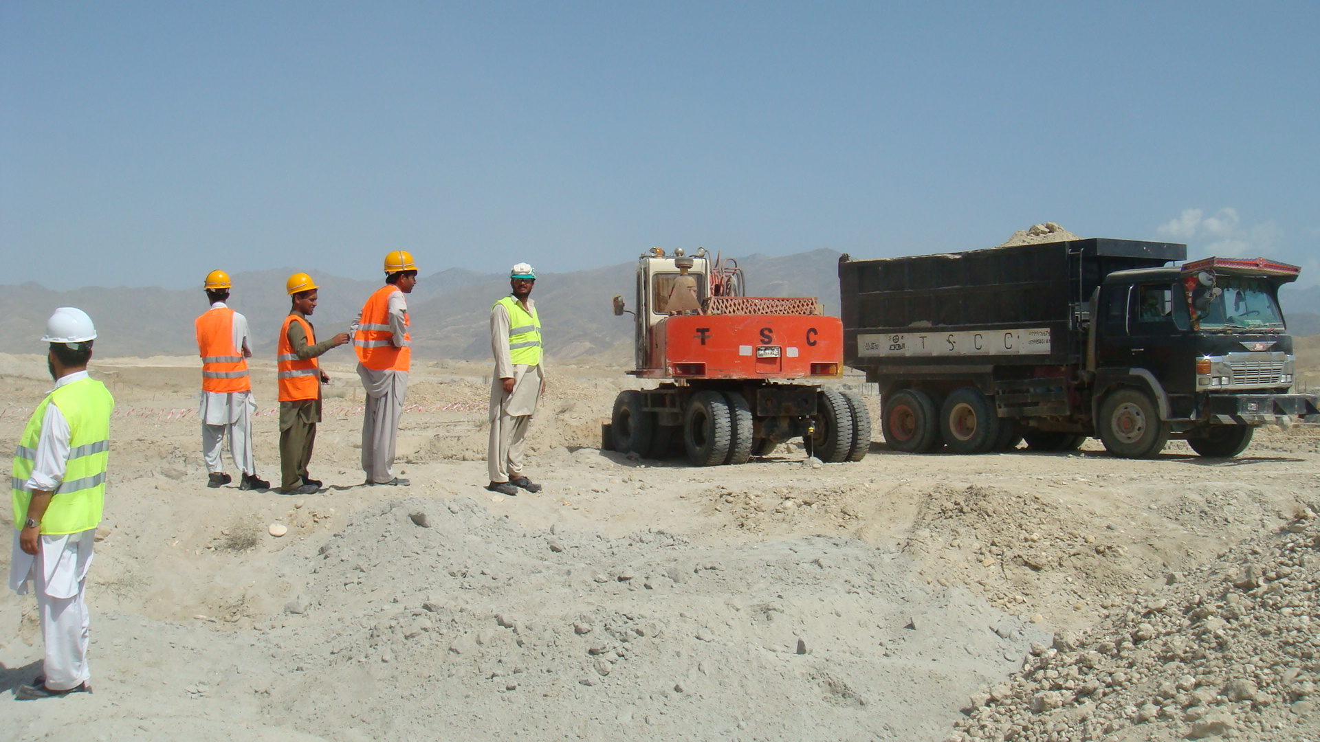 Excavator and Dump truck